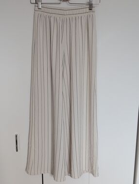 Zara Cream Pinstripe Wide-Leg Pants